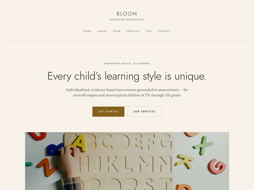 Bloom Education Specialists home page, every child's learning style is unique