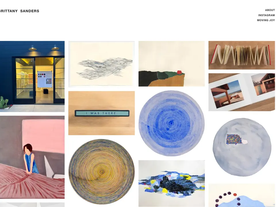 Brittany Sanders portfolio grid of paintings and video stills